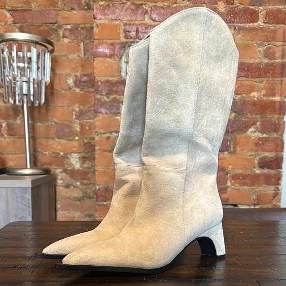 Suede Wedge Bridge Style Cowboy Boots - Picture 1 of 6